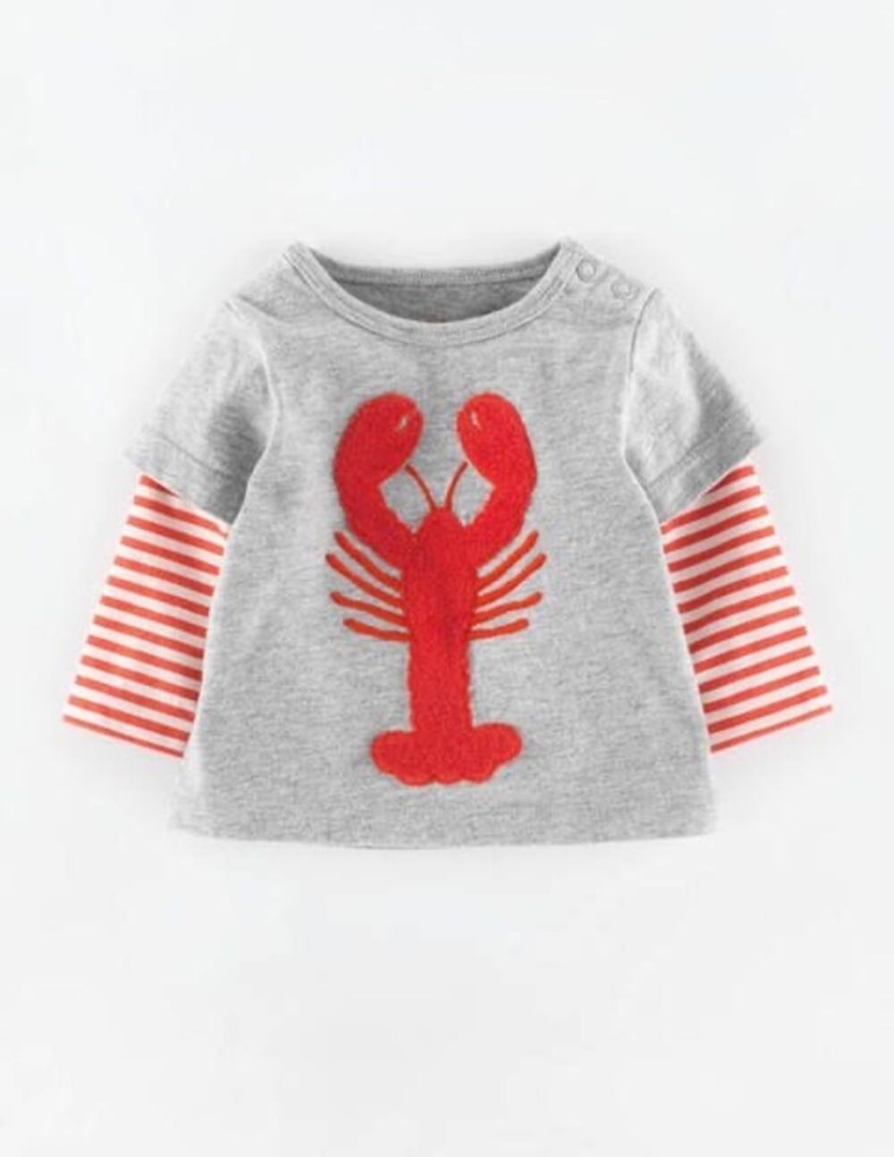 Baby Boden Crab Appliqué Long Sleeve Top